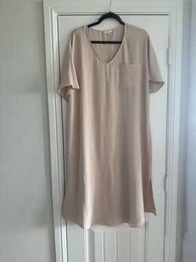 LA MIEL Blush Beige V-Neck Dress